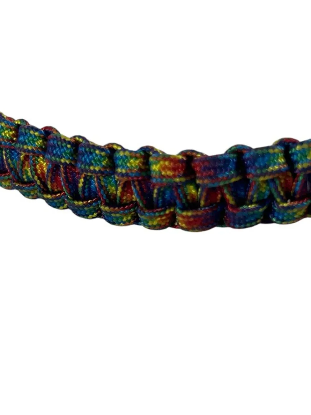 Rainbow Multicolor Paracord Bracelet Wide Woven Braided Knot Loop Closure